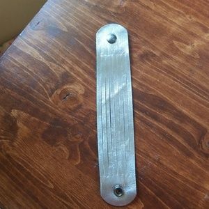 Nickel & Suede Silver Sliced Leather Cuff